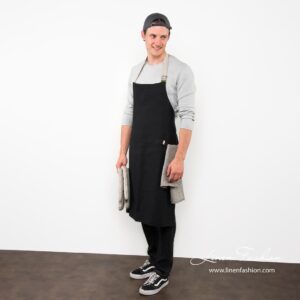 JAZZ Forkle svart 6 100% linen black apron, jazz.