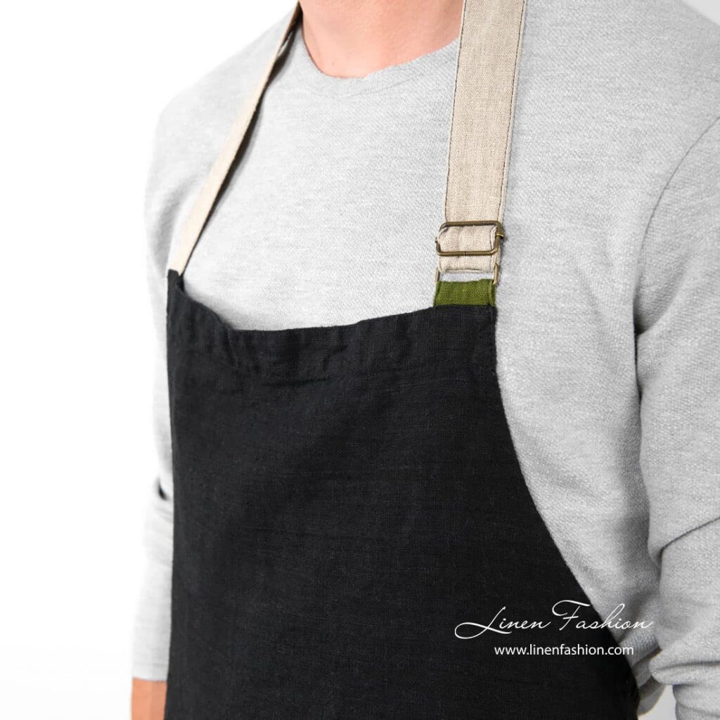 JAZZ Forkle svart 3 Black colored linen apron, jazz.
