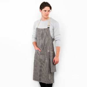 JAZZ Forkle svart og natur 7 Black/grey linen apron, jazz.