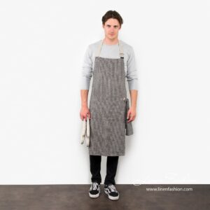 JAZZ Forkle svart og natur 8 100% linen apron in black/grey, jazz.
