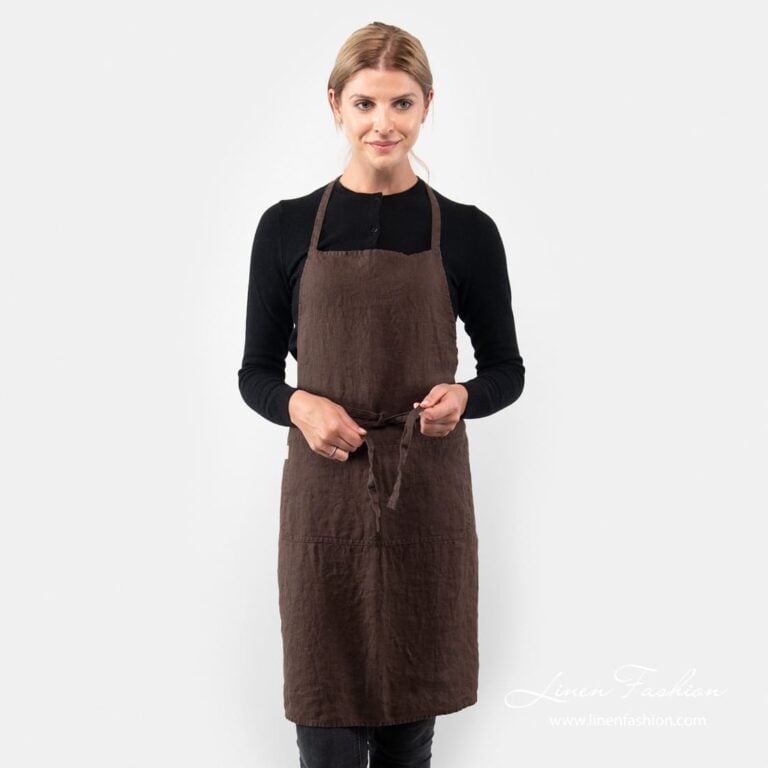 Dark brown linen apron, gamma.
