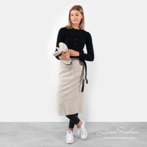 BISTRO LANG Forkle naturlig lin 7 Long grey linen apron, bistro.