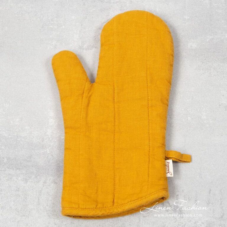 Yellow linen oven glove, gamma.