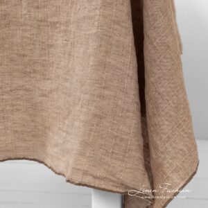 Brown linen tablecloth.