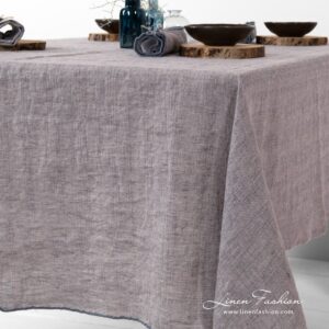Violet linen tablecloth.