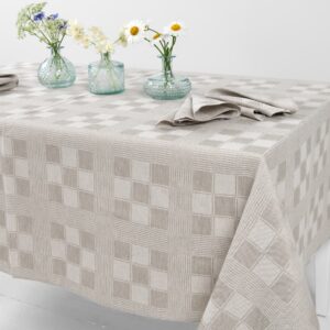 half linen tablecloth beige checks for all occasions