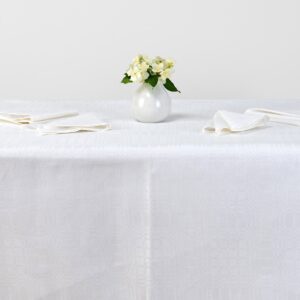 White linen cotton tablecloth, check pattern
