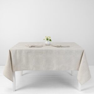 CAMPO Duk beige 11 Beige checked linen cotton tablecloth