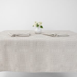CAMPO Duk beige 12 Beige checked linen cotton tablecloth, multiple sizes