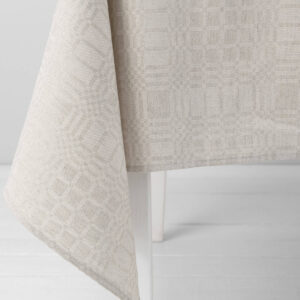 CAMPO Duk beige 15 Beige checked linen cotton tablecloth, simple hem