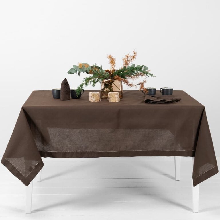 brown linen tablecloth