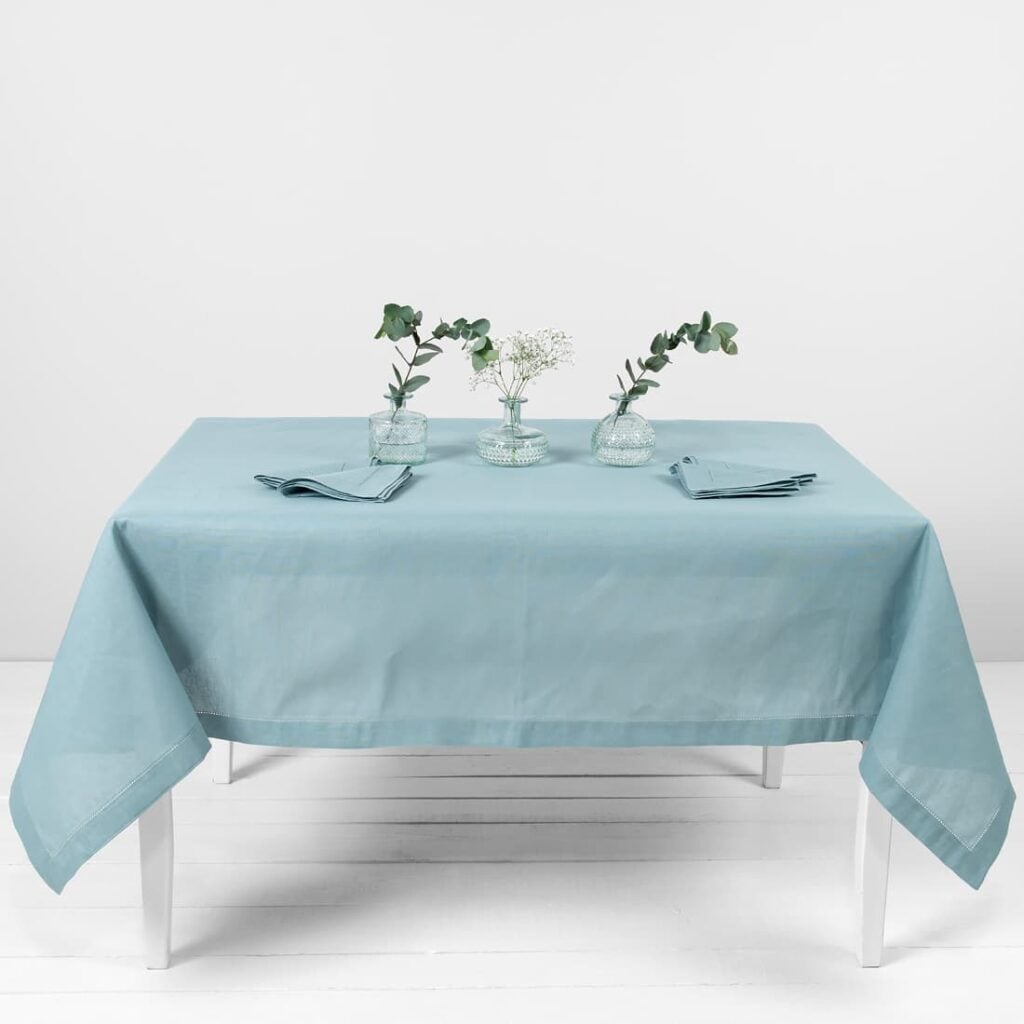 linen cotton aqua tablecloth