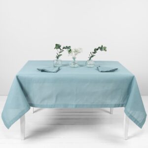 linen cotton aqua tablecloth
