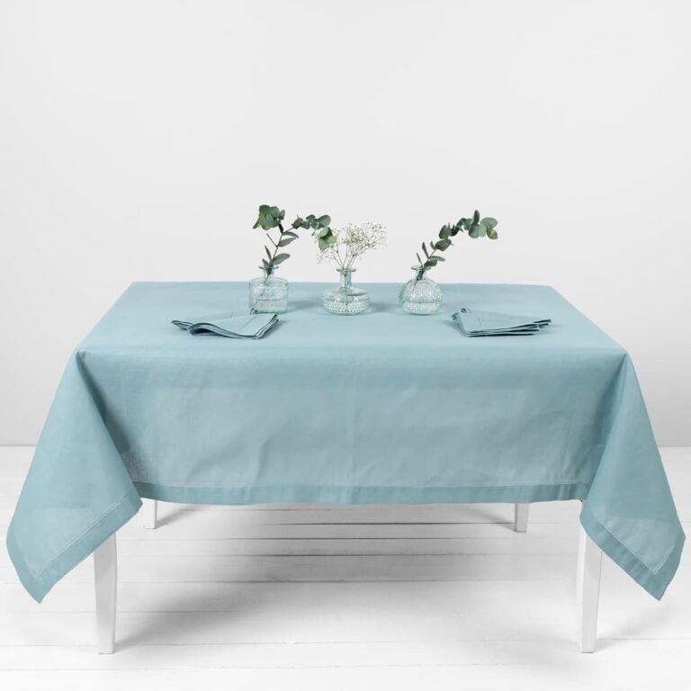 linen cotton aqua tablecloth