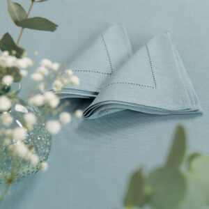 linen cotton aqua tablecloth with napkins