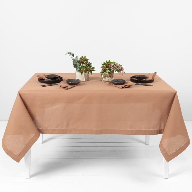 linen cotton light brown tableclot