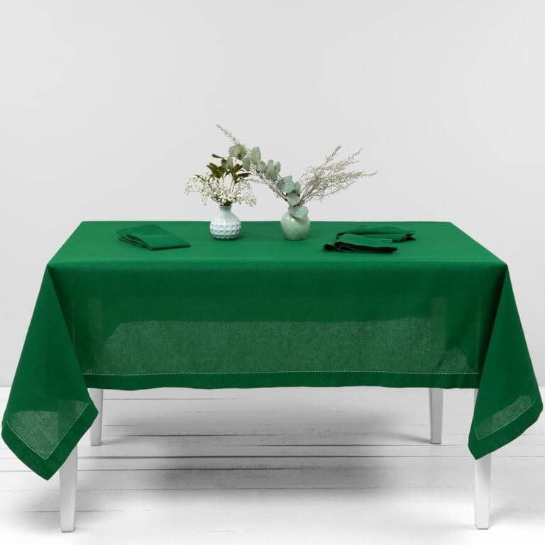 Linen cotton emerald green tablecloth main