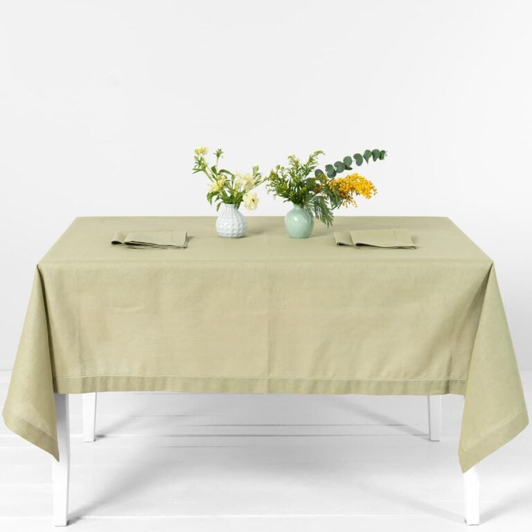 Light green linen cotton tablecloth, main