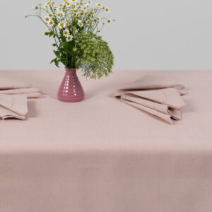 Light pink linen cotton tablecloth, with matching napkins
