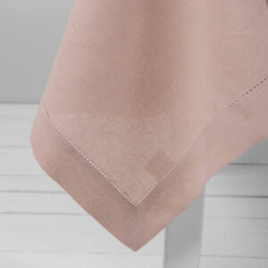 Light pink linen cotton tablecloth, with hemstitch