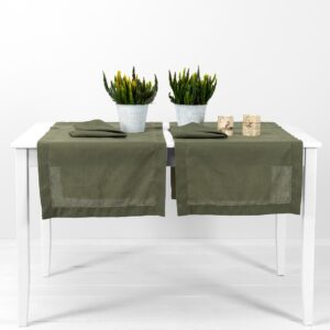 olive linen cotton runner