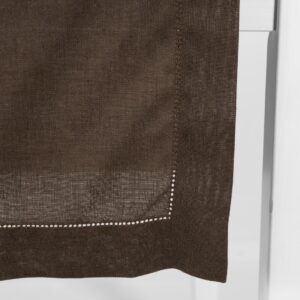 linen cotton brown runner with hemstitch
