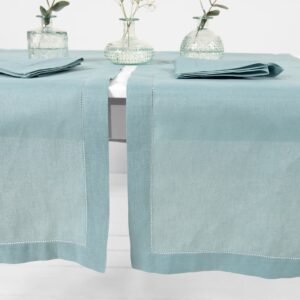 linen cotton aqua runner in 2 sizes