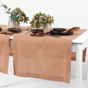 linen cotton light brown runner