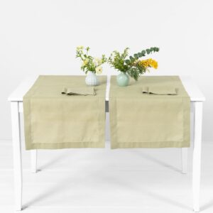 Light green linen cotton table runner