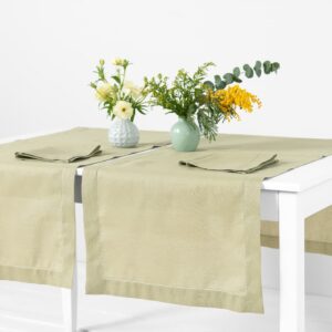 Light green linen cotton table runner, staging