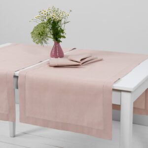 Light pink linen cotton table runner