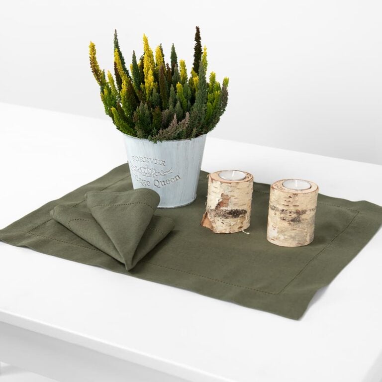 linen cotton olive placemat