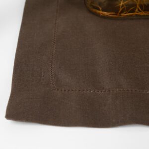 linen cotton brown placemat with hemstitch
