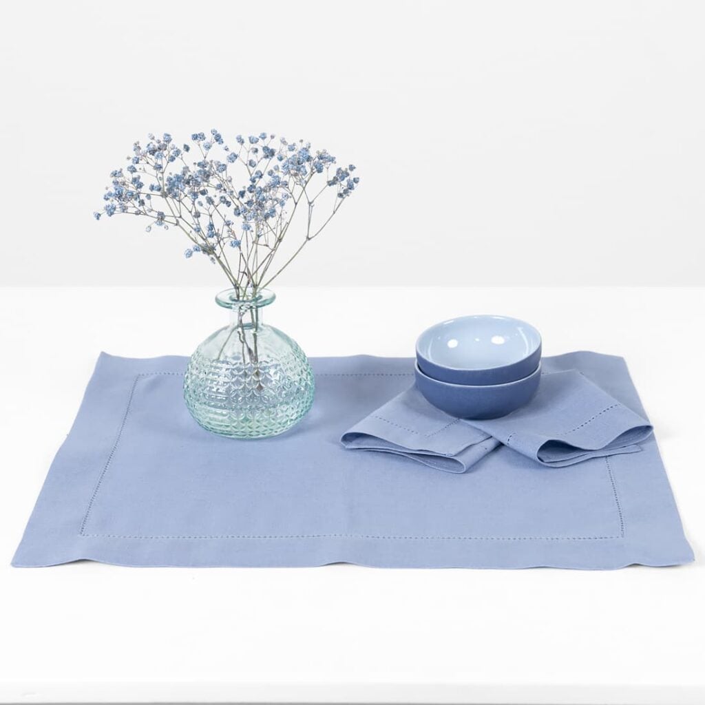 linen cotton light blue placemat