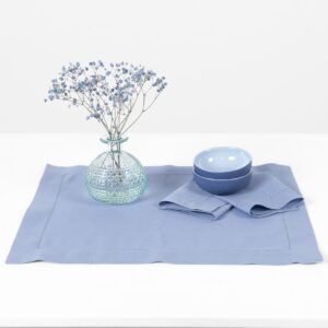 linen cotton light blue placemat