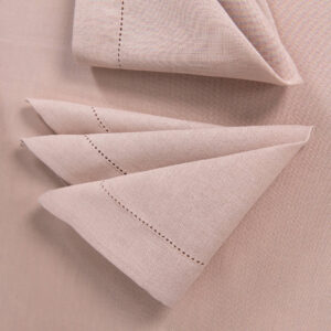 Linen cotton light pink napkin, with hemstitch