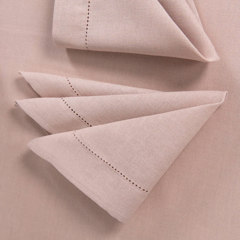 Linen cotton light pink napkin, with hemstitch