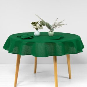 Linen cotton round oval emerald green tablecloth main