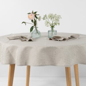 CAMPO Duk rund/oval beige 12 Linen cotton round oval beige tablecloth, twill weave