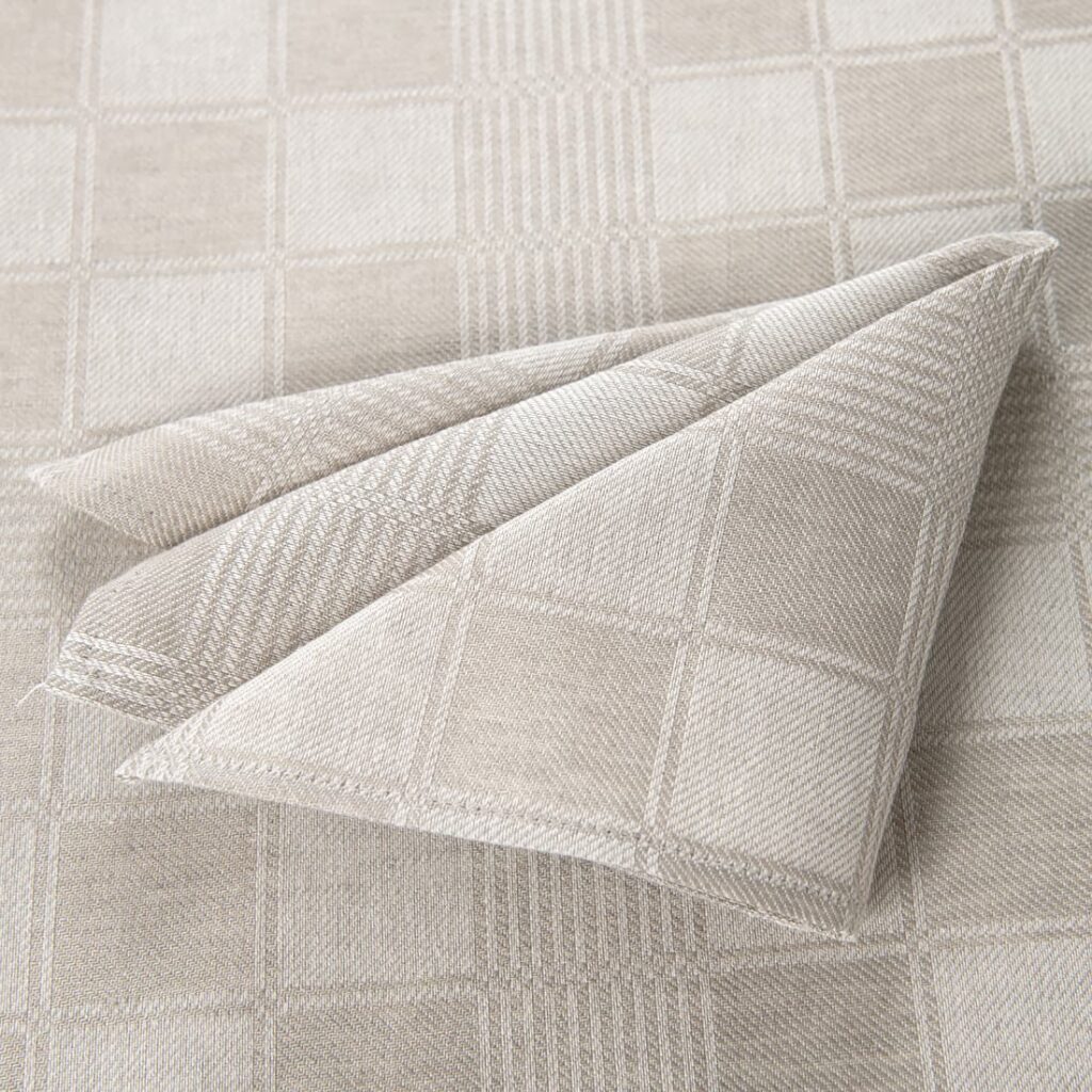 half linen beige check napkin