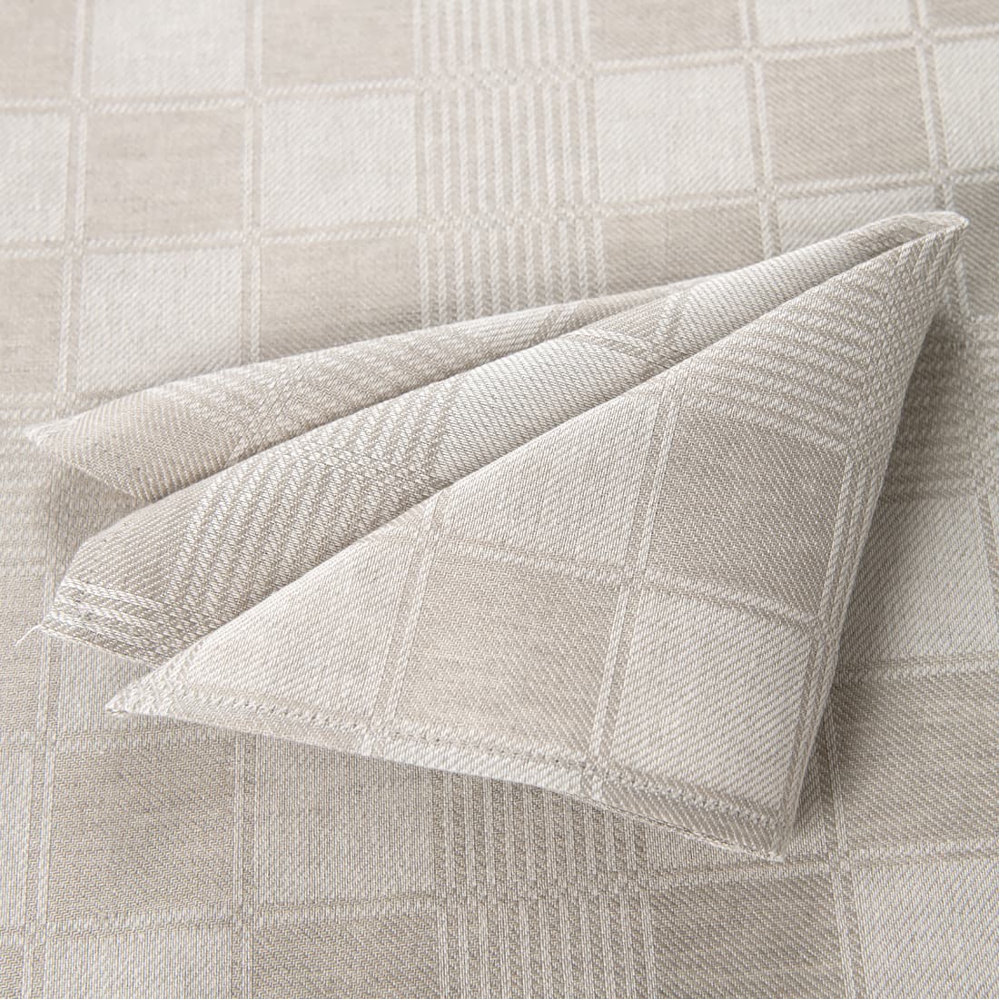 half linen beige check napkin