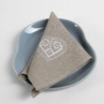 HARTY Serviett natur med hvit brodering