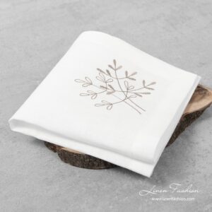 100% linen napkin in off-white.