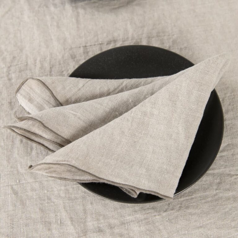 natural linen napkin with babylock grey