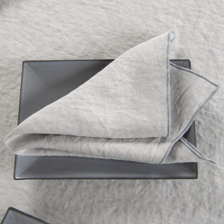 grey linen napkin with babylock
