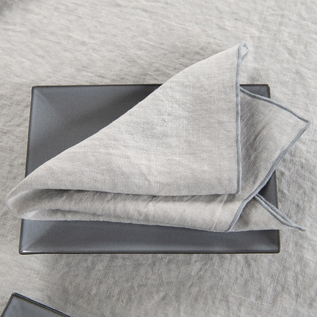 grey linen napkin with babylock