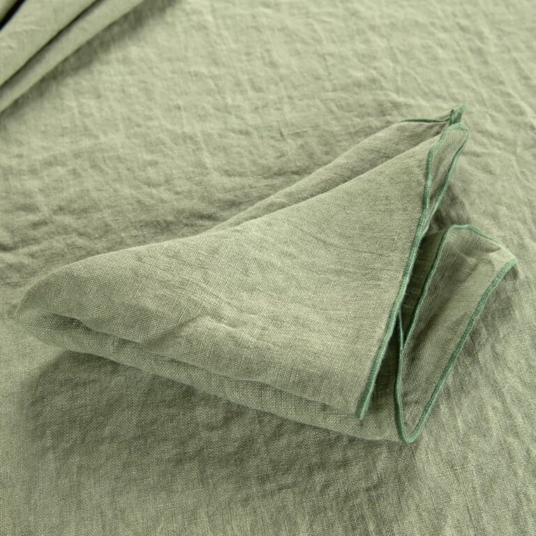 green linen napkin with babylock
