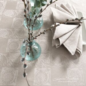 BOTANIC brownish linen tablecloth with matching napkins