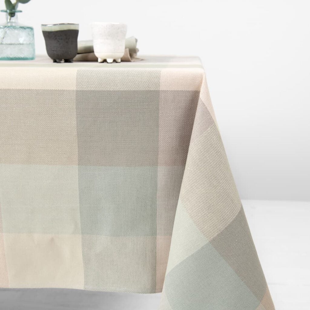 NATA Duk grønnlig 3 linen cotton tablecloth checks beige green, pastel colors