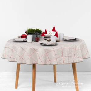 NATA Duk rund/oval grå 9 Round grey check tablecloth